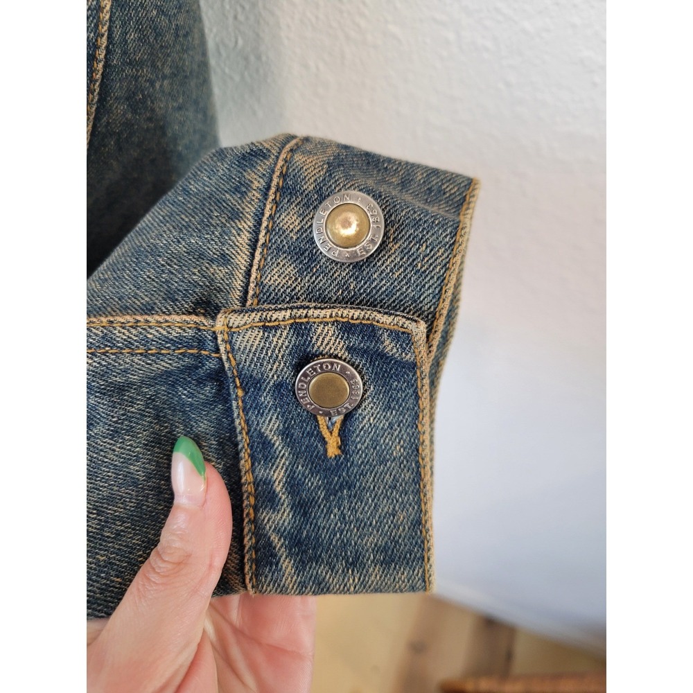 Pendleton High Grade Western Wear Denim Jacket Chief Joseph Wool Yoke Men's S - Picture 4 of 16
